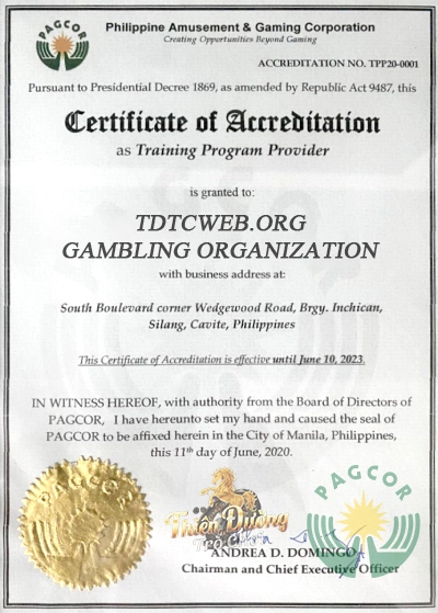Giấy phép chứng nhận của cổng game tdtcweb.org